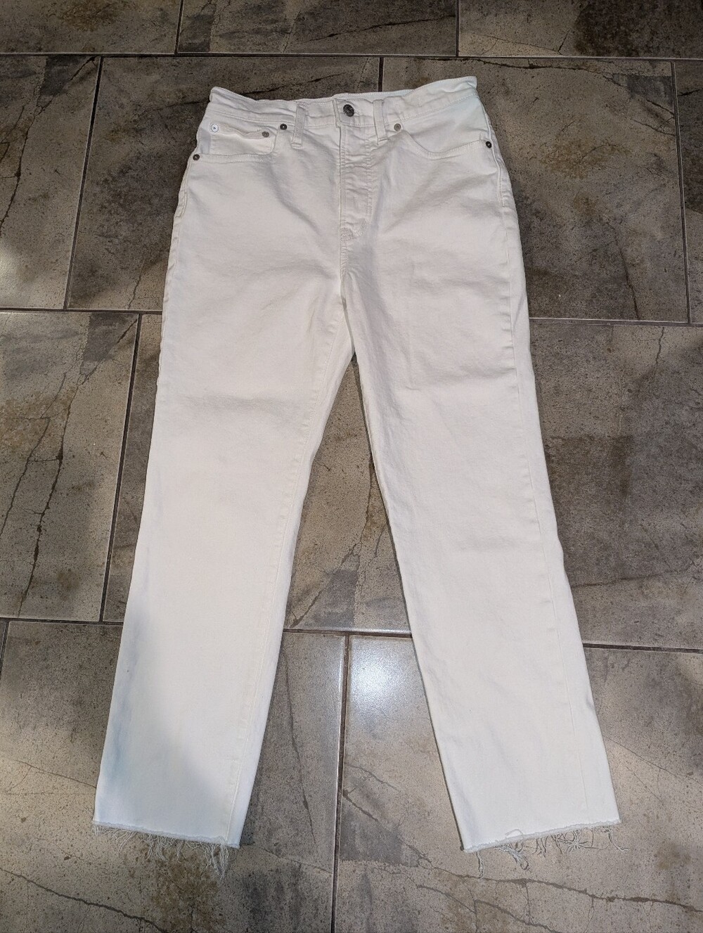 Madewell The Perfect Vintage Jeans White Raw Hem